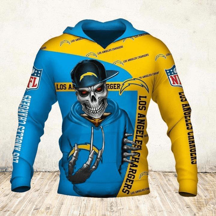 Los Angeles Chargers Hoodie 3D Zip Hoodie Cute Death Gifts for Fans