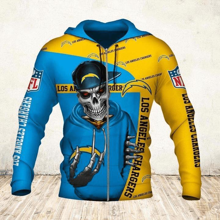 Los Angeles Chargers Hoodie 3D Zip Hoodie Cute Death Gifts for Fans - Image 3