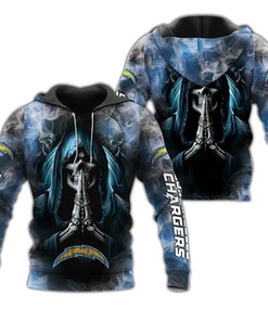 Los Angeles Chargers Hoodie 3D Zip Hoodie Death Smoke Graphic Gifts for Fans