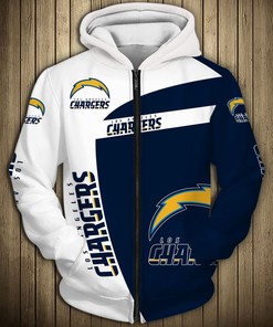 Los Angeles Chargers Hoodie 3D Zip Hoodie Pullover Gift for Fans