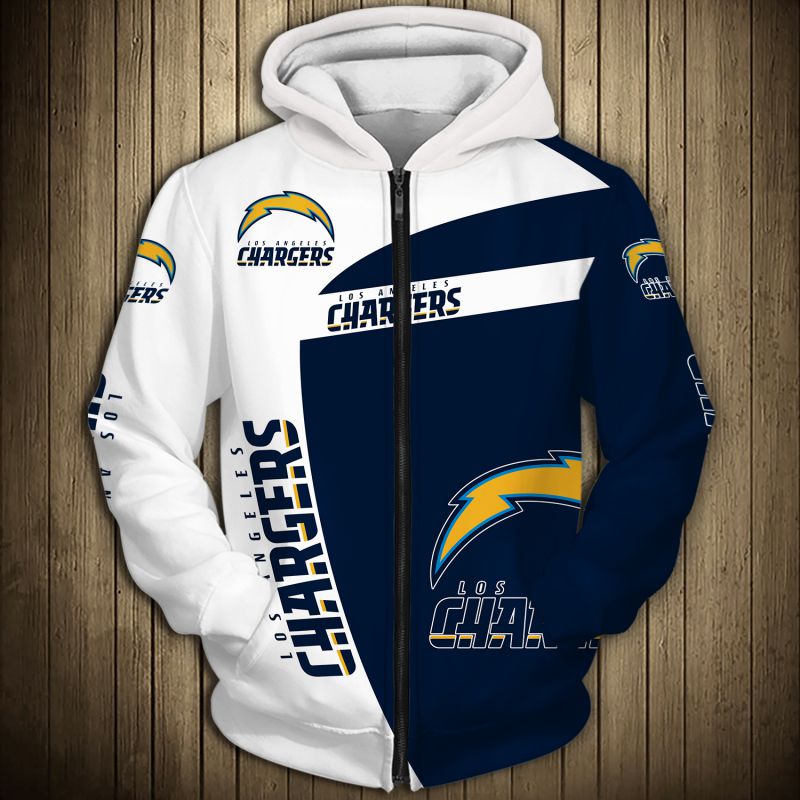 Los Angeles Chargers Hoodie 3D Zip Hoodie Pullover Gift for Fans