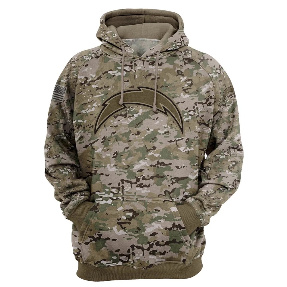 Los Angeles Chargers Hoodie Army Graphic Zip Hoodie Pullover Gift for Fans