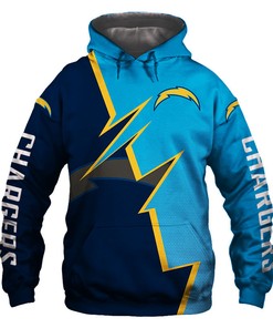 Los Angeles Chargers Hoodie Zigzag Graphic Zip Hoodie Pullover Gift for Fans