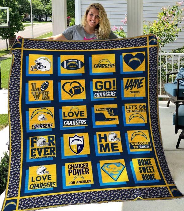Los Angeles Chargers Love Chargers Quilt Blanket Bedding Set