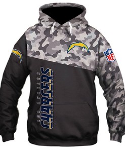 Los Angeles Chargers Military Hoodie 3D Zip Hoodie 3D Zip Hoodie Long Sleeve New Season