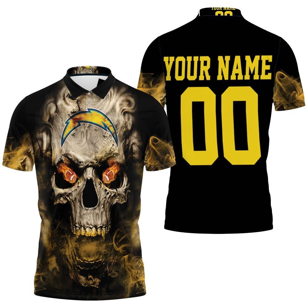 Los Angeles Chargers Skull Los Angeles Chargers Personalized 3D All Over Print Polo Shirt