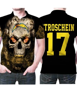 Los Angeles Chargers Stroschenin 17 Nfl American Football Team Logo Lava Skull Gift For Los Angeles Chargers Fans Lovers Polo Shirt