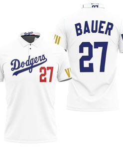 Los Angeles Dodgers Bauer 27 2020 Championship Golden Edition White Jersey Inspired Style 3D All Over Print Polo Shirt