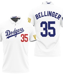 Los Angeles Dodgers Bellinger 35 2020 Championship Golden Edition White Jersey Inspired Style 3D All Over Print Polo Shirt