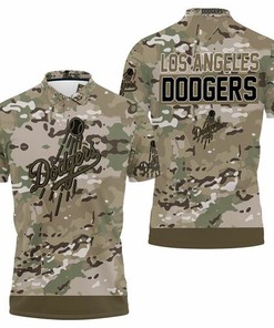 Los Angeles Dodgers Camouflage Veteran Jersey 3D All Over Print Polo Shirt