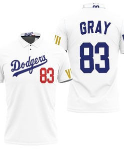 Los Angeles Dodgers Gray 83 2020 Championship Golden Edition White Jersey Inspired Style 3D All Over Print Polo Shirt