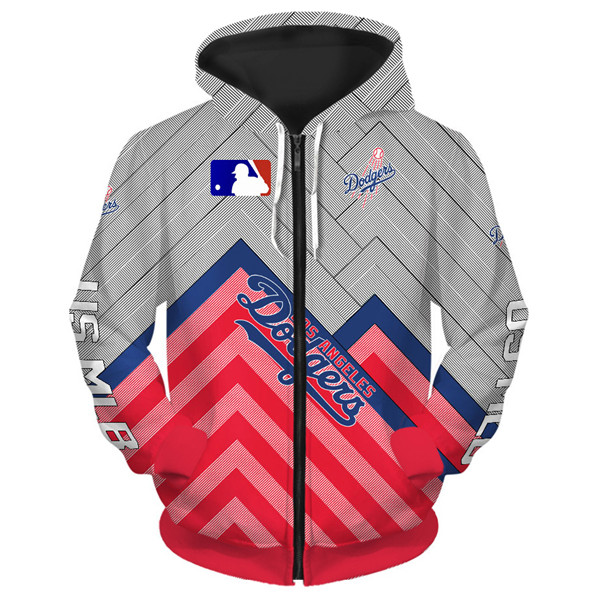 Los Angeles Dodgers Hoodie 3D Baseball Zip Hoodie for Fan