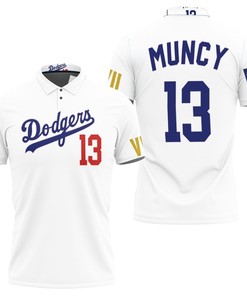Los Angeles Dodgers Muncy 13 2020 Championship Golden Edition White Jersey Inspired Style 3D All Over Print Polo Shirt