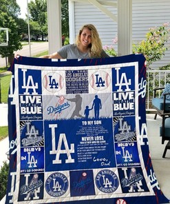 Los Angeles Dodgers To My Son Love Dad Quilt Blanket Bedding Set