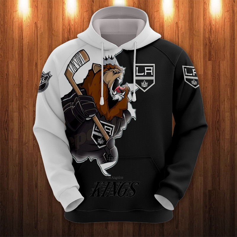 Los Angeles Kings Hoodie 3D Zip Hoodie 3D Cartoon Graphic Zip Hoodie for Fan