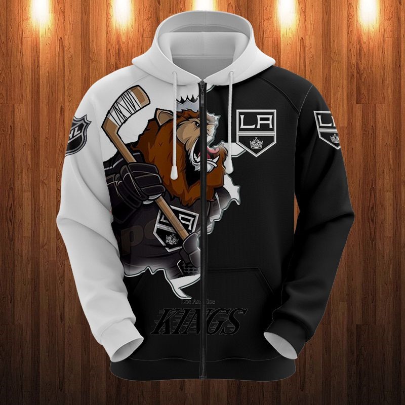 Los Angeles Kings Hoodie 3D Zip Hoodie 3D Cartoon Graphic Zip Hoodie for Fan - Image 3