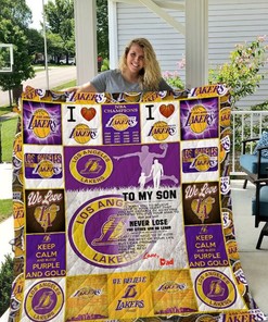 Los Angeles Laker To My Son Love Dad Quilt Blanket Bedding Set