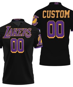 Los Angeles Lakers 2020-21 Earned Edition Black Personalized Jersey Inspired Style 3D All Over Print Polo Shirt