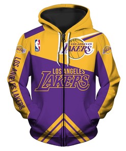 Los Angeles Lakers Hoodie 3D Zip Hoodie for Fans NBA