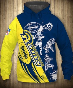 Los Angeles Rams Hoodie 3D Cartoon Player Cute Zip Hoodie
