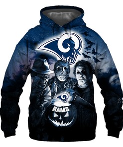 Los Angeles Rams Hoodie 3D Halloween Horror Night Gift for Fans