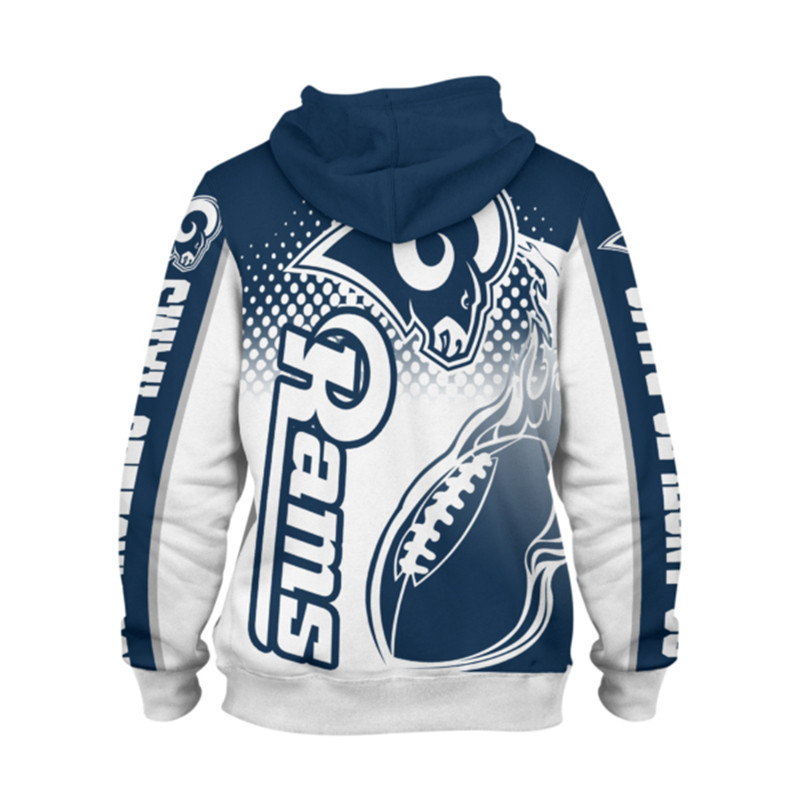 Los Angeles Rams Hoodie 3D Zip Hoodie Cute Flame Balls Graphic Gifts for Fans - Image 2