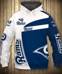 Los Angeles Rams Hoodie 3D Zip Hoodie Pullover Gift for Fans