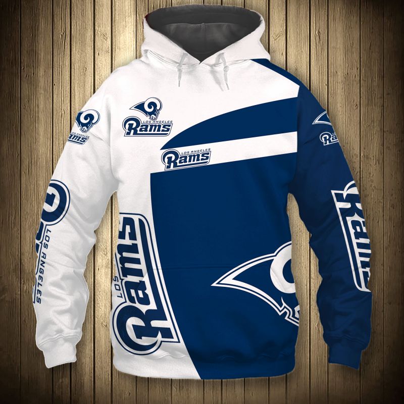 Los Angeles Rams Hoodie 3D Zip Hoodie Pullover Gift for Fans