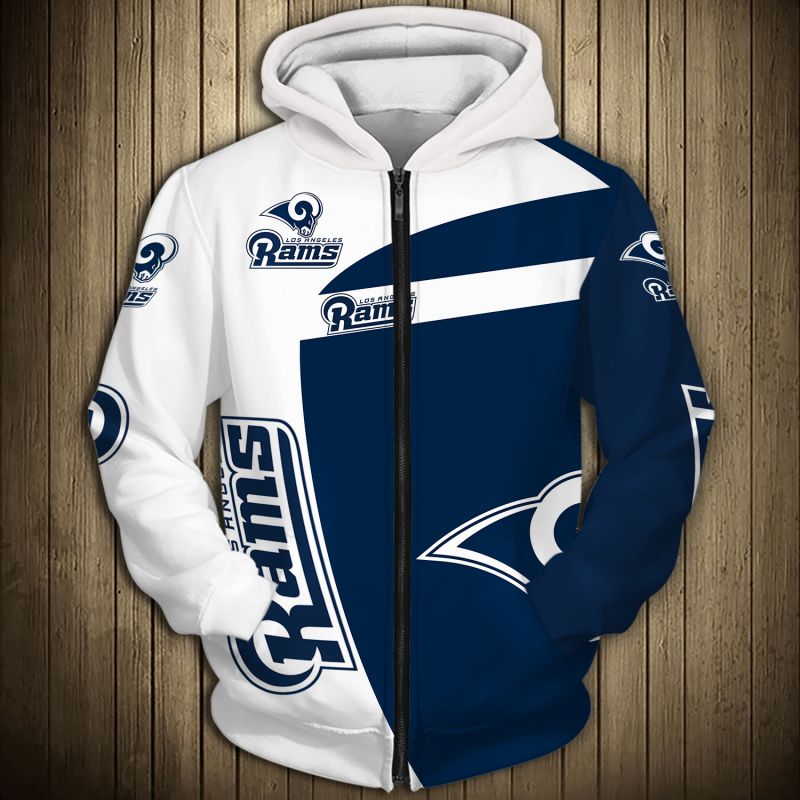 Los Angeles Rams Hoodie 3D Zip Hoodie Pullover Gift for Fans - Image 3