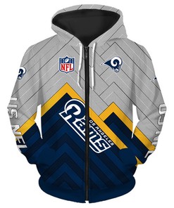 Los Angeles Rams Hoodie 3D Zip Hoodie Pullover Size S-5Xl