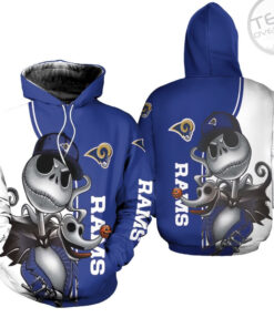 Los Angeles Rams Jack Skellington And Zero 3D Hoodie