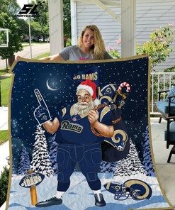 Los Angeles Rams Santa Claus Quilt Blanket Bedding Set