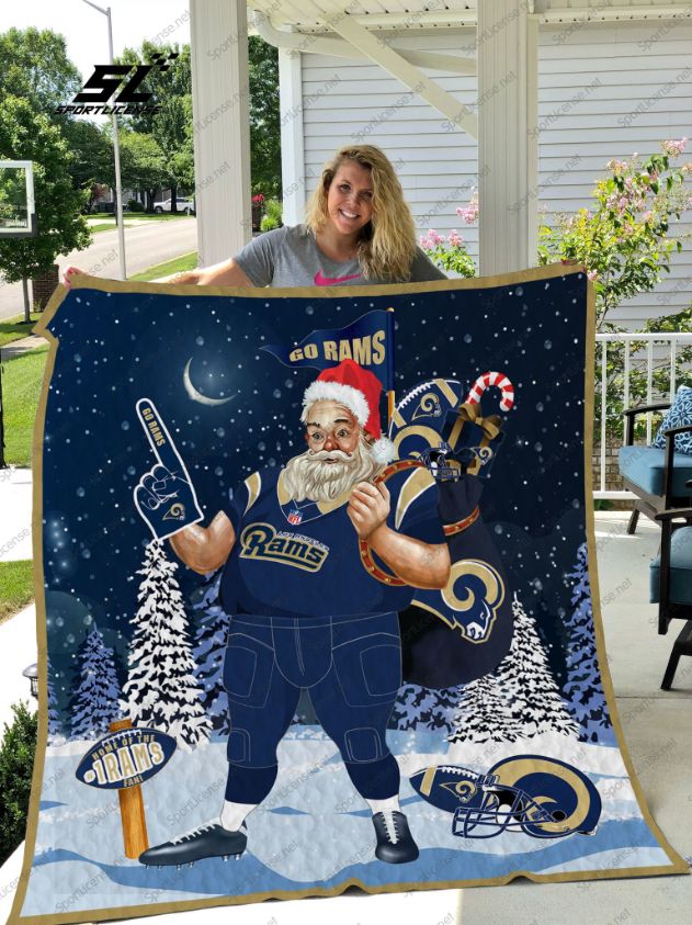 Los Angeles Rams Santa Claus Quilt Blanket Bedding Set