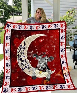 Love Cow To The Moon And Back Quilt Blanket Bedding Set