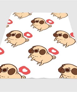Love Dog Cute Sherpa Fleece Blanket Gifts for Family, for Couple