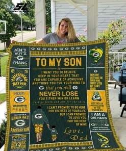 Love From Dad Green Bay Packers To My Son Quilt Blanket Bedding Set