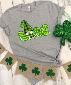 Love Gnome Patrick Day Shirt, St. Patricks Day Shirt, Shamrock Lucky, Four Leaf Clover, Shamrock, Irish Shirt