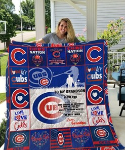 Love Grandpa Chicago Cubs Quilt Blanket Bedding Set
