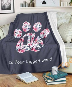 Love Is Four Legged Word Sherpa Fleece Blanket Gifts for Family, for Couple