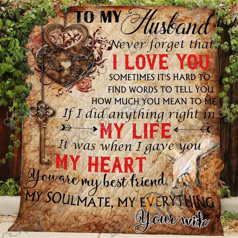 Love Message For My Dear Husband Quilt Blanket Bedding Set