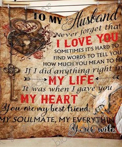 Love Message For My Dear Husband Quilt Blanket Bedding Set With Pillowcase Option