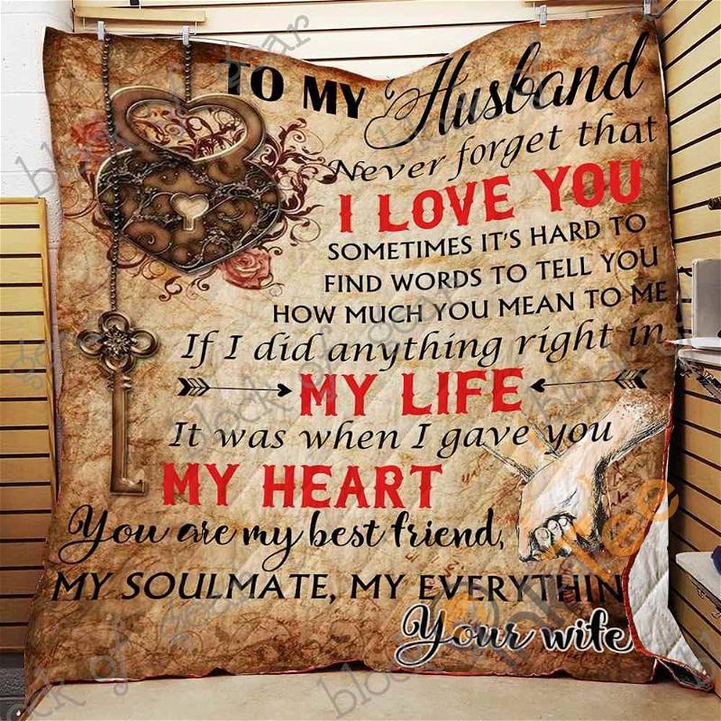 Love Message For My Dear Husband Quilt Blanket Bedding Set With Pillowcase Option