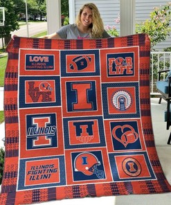 Love Ncaa Illinois Fighting Illini Collection Green Quilt Blanket