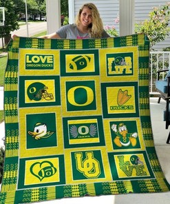 Love Ncaa Oregon Ducks Combined Quilt Blanket Bedding Set