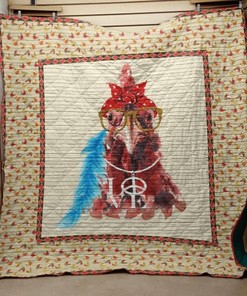 Love Peace Chicken Quilt Blanket Bedding Set for Home Décor