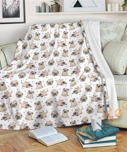 Love Pugs Sherpa Fleece Blanket Gifts for Family, for Couple