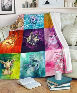 Love Quotes Eeveelutions Pokemon Sherpa Fleece Blanket Gifts for Family, for Couple