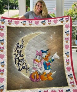 Love You To The Moon And Back Donald And Daisy Duck Quilt Blanket Bedding Set