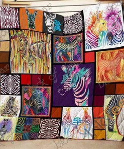 Love Zebra Quilt Blanket Bedding Set with 2 Pillowcases