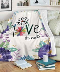 Love #nanalife Nana Sherpa Fleece Blanket Gifts for Family, for Couple